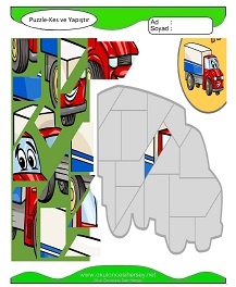 Puzzle Kes Yapıştır Çalışma Sayfaları